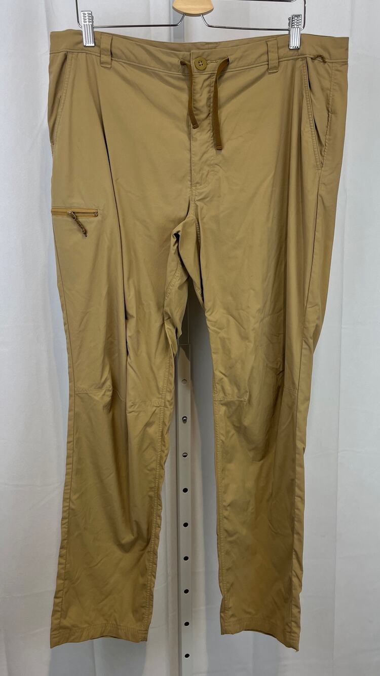 REI Mens Sahara Pants Zip Fly Pockets Stretch Nylon Tan Brown Size 38 x 32